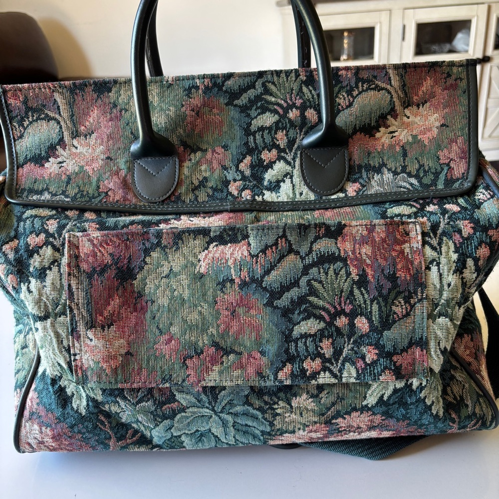 Vintage Atlantic Floral Tapestry Doctor Bag Carpet Weekender Lock Closure - Picture 3 of 16